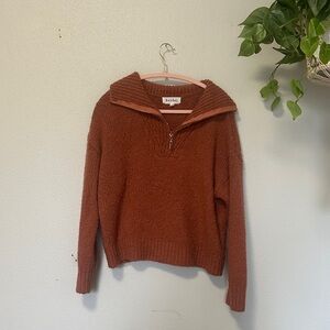 heyday Rust-Orange Half-Zip Plush Knit Sweater